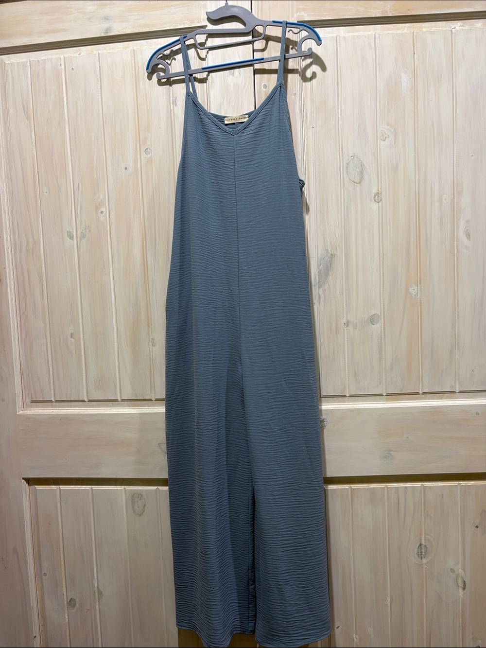 Orange Farm Sleeveless Wide-Leg Jumpsuit in Slate Blue